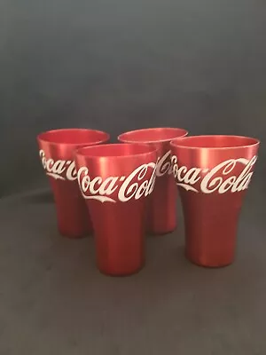 4x Red Coca-Cola Anodised Aluminium Metal Cup Tumbler McDonald's Promotional • $55