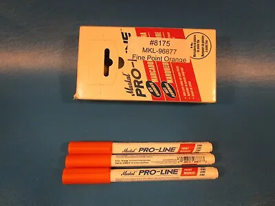 Lot Of 3 Markal PRO-LINE 0096877 Orange Fine Line (2mm) Oil Base Paint Markers • $19.99