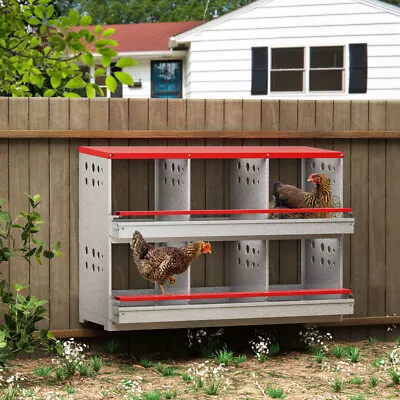 6 Holes Chicken Nesting Box Poultry Perch Brooding Box Eggs Automatic Collection • $133.80