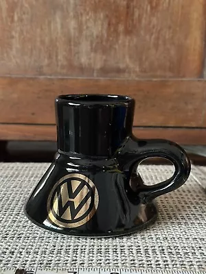 $25 • Buy Unique VW VOLKSWAGEN Coffee Cup Mug Vintage U.S.A. MADE Black & Gold Fat Bottle