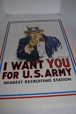 UNCLE SAM Recruiting Poster 1968 Era - I WANT YOU FOR US ARMY • $17.96