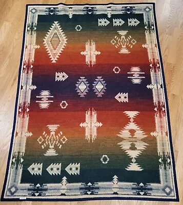 Vintage Biederlack Fleece Blanket Aztec Navaho Tribal Native American 73x53 • $45