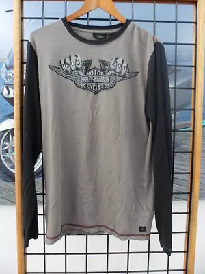 NOS Harley Davidson Mens Winged B&S Knuckle Long Sleeve Knit Shirt 96710-14VM • $77.07