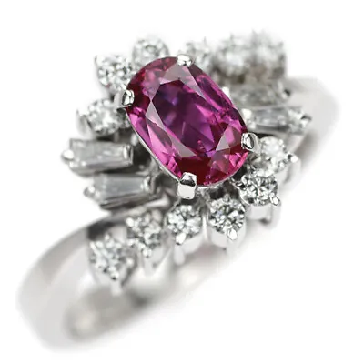 £1047.67 • Buy Pt900 Ruby Diamond Ring 0.86ct D0.45ct - Auth Free Shipping From Japan- Auth SEL