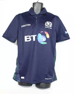 Scotland Rugby Jersey Strip Large Home Macron BT Tartan Short Sleeve 2015 Mens • £34.99