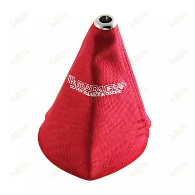 Shift Knob Shifter Boot Cover MT/AT W/ Red Racing Fabric Red Stitches JDM Mazda • $8.99