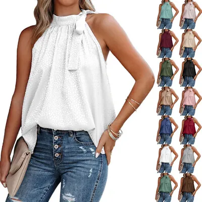 £9.59 • Buy Womens Casual Loose Tank Summer Vest Tops Swing Sleeveless High Neck Blouse Cami