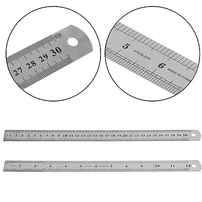 30CM 12 Steel Stainless TOOL Metric Metal Ruler Measurement Double Sided.MF • $2.75