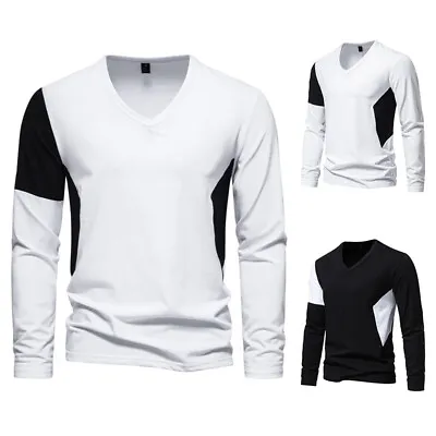 Men's Long Sleeve Tops Fashion T-Shirt Casual Slim Fit V-neck Sports Base Shirts • $24