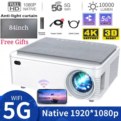 $213.99 • Buy 5G Projector Native 4K HD 1080P WIFI Android 9.0 Projectors Home Video Projector