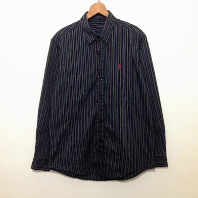 $36 • Buy VTG Vintage 90s RALPH LAUREN Shirt Striped Black Embroidered L