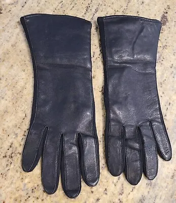 Vintage Women One Size Fits All Stretch Leather Gloves Rabbit Fur Lined Japan • $26.99