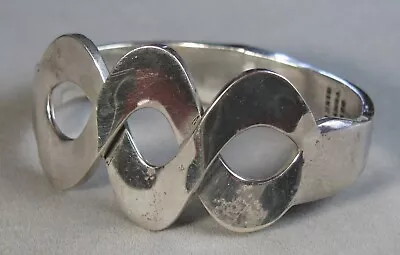 Vintage Sterling Silver Modernist Hinged 6 1/2  Bracelet 65.5g MEXICO  #J4757 • $95.99