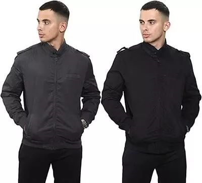 2 Pack Mens Jackets Casual Full Zip Multi Pockets Lightweight Cotton Coat S - XL • £17.99