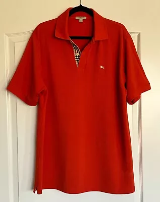 Men's Large Vintage 2000's Burberry Orange Polo Shirt Short Sleeve • $75