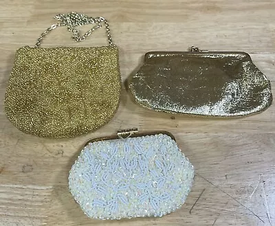 Vintage Beaded Gold Toned Coin Purse Lot • $29.99