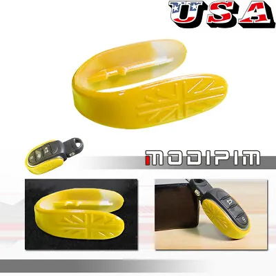 Union Jack Design Yellow Smart Key Fob Case Shell Holder For MINI Cooper 2014-19 • $9.99