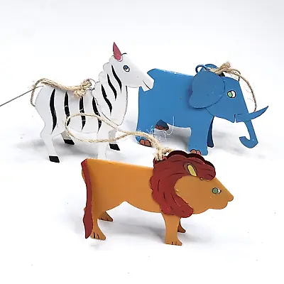 Metal Animal Ornaments X3 Zebra Elephant Lion 3  • $6.39