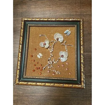 Vintage Shell Floral Handcrafted Wall Art Picture Set (2)-1977 • $37.99