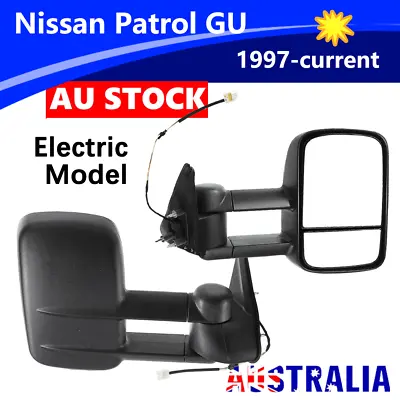 Front Pair Extendable Towing Mirrors For Nissan Patrol GU Y61 1997-On Black • $205