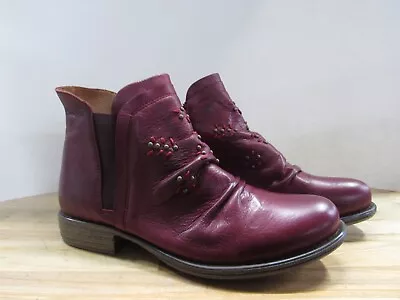 Miz Mooz Women's Bordeaux Leather Ankle Boot Limit EU 41 US 10 1/2-11 • $89.99