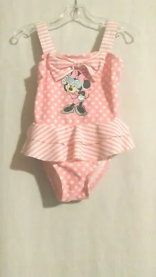 12 Month Disney Minnie Mouse Girl Pink One Piece Swimsuit • $10