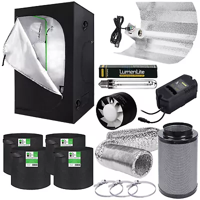 Budget Hydroponics 1.2m X 1.2m X 2m Grow Tent 4  Inch Filter Fan Light Kit • £199