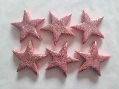 12 Glittery Rose Gold Stars - Edible Sugar Cake Decorations / Toppers • £4.95