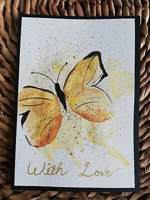 £2.90 • Buy Hand Painted Watercolour Golden Butterfly Greetings Card For Any Occasion