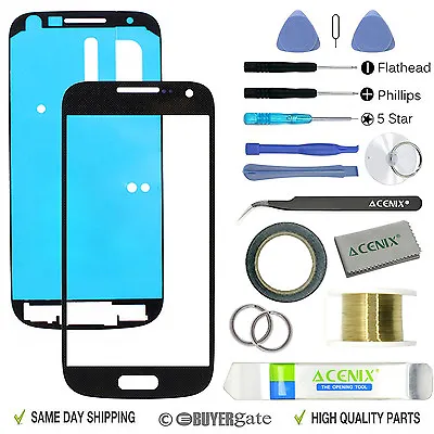 Samsung Galaxy S4 Mini Replacement Screen Front Glass Lens Repair Kit BLACK • £9.99