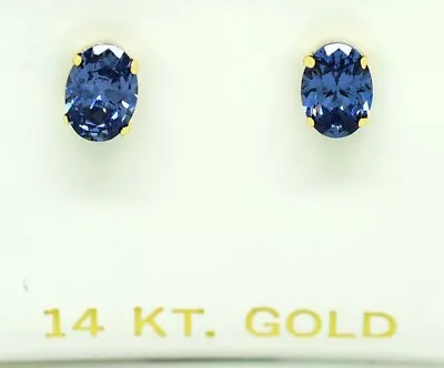 TANZANITE 2.32 Cts STUD EARRINGS 14K YELLOW GOLD -  Made In USA - NWT • $0.99