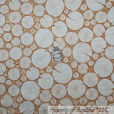 BonEful Fabric FQ Cotton Quilt Brown Log Cabin WOOD Forest Camp Tree Boy Scout S • $5.13