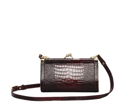 ERDEM X H&M HANDBAG Leather Shoulder Bag - Burgundy Crocodile Pattern SOLD OUT • £100