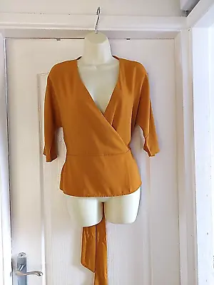 Ladies Girls Size 8 Mustard V Neck Wrap Over Style Primark Top Bnwt • £7.99