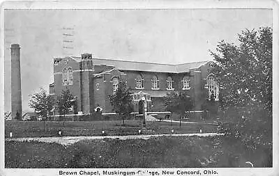 New Concord Ohio 1935 Postcard Brown Chapel Muskingum College • $5.50