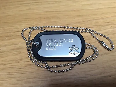 Medical Alert Personalised Stainless Steel Dog Tag Army US Military Embossed ID • £3.99