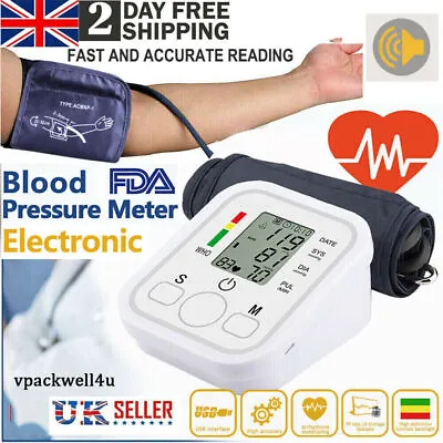 Digital Blood Pressure Monitor LCD Display & Voice Upper Arm Cuff BP Machine UK • £9.59