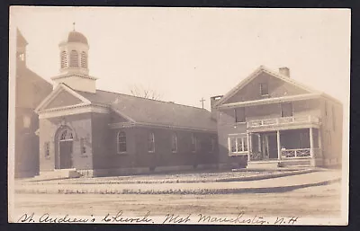 New Hampshire-NH-Manchester-West-St Andrew's Church-Real Photo-Antique RPPC • $18.95