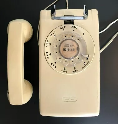 VTG Western Electric Wall Hanging Rotary Phone Bell System A/B 554 Beige UNTESTE • $39.99