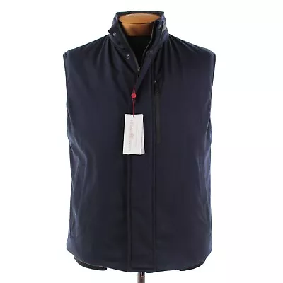 Luciano Barbera NWT 100% Wool Hooded Vest Size 56 (2XL US ) In Solid Blue • $982.49