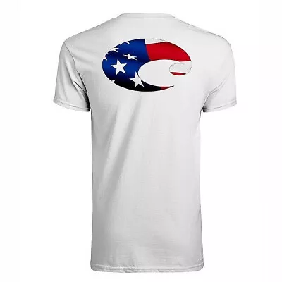 40% Off Costa Del Mar Flag Short Sleeve T-shirt - White - Pick Size-Free Ship • $14.95