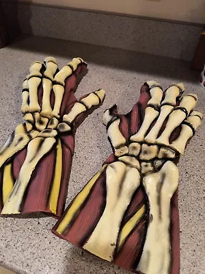 Sculpted Skeleton Hands Bone Gloves Halloween Costume Adult • $19.90