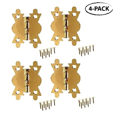 £3.99 • Buy 4 X Polished BRASS Butterfly Butt Hinge Hinges 40mm Cupboard Cabinet Box