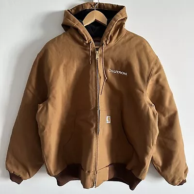 Vintage Carhartt Jacket Mens Large Brown Gravel Duck Canvas Quilted Lined Hooded • $59.95