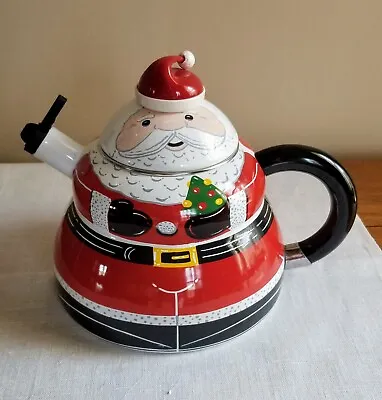 Vintage Roshco Metal Santa Claus 3 Qt. Enamel Teapot • $45