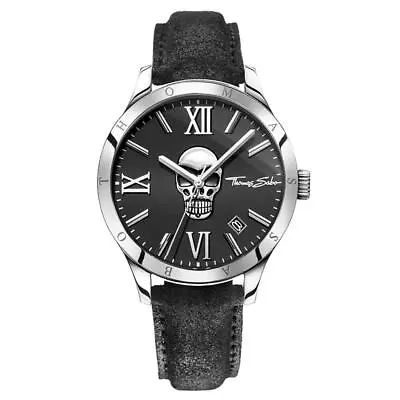 Thomas Sabo Rebel Leather Black Skull Dial Mens Watch • $314