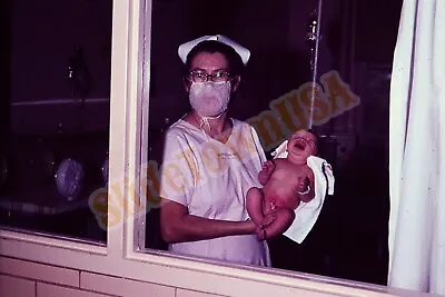 Vtg 1963 Photo Slide Nurse New Born Baby X3R080 • $7.50