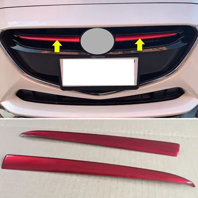 Fits 2015-2019 Mazda 2 Demio DJ DL Red Front Grille Inserts Cover Trim 2pcs • $20.58