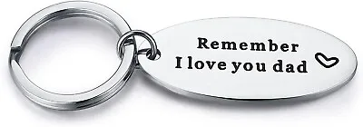 £3.97 • Buy Stainless Steel Daddy Fathers Day Birthday Gift Keychain Remember I Love You Dad