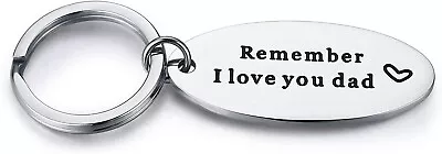 Stainless Steel Daddy Fathers Day Birthday Gift Keychain Remember I Love You Dad • £3.97